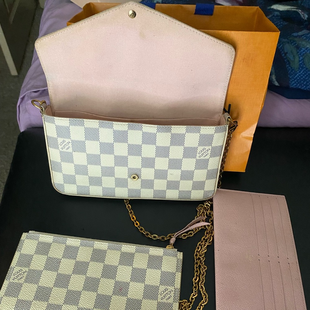 White and Crème Louis Vuitton Crossbody Bag